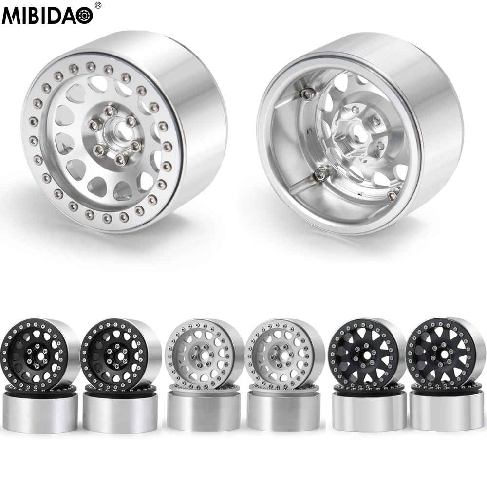 MIBIDAO 4Pcs Metal 2.2 Beadlock Wheel Rim For 1/10 TRX4 TRX6 D90 Axial SCX10 90027 90046 Wraith 90048 RC Crawler Car