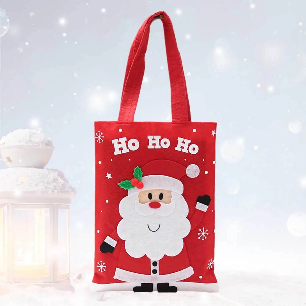 

Christmas Gift Bags Red Santa Claus Cartoon Tote Portable for Candy Chocolate Party Favors Bread Biscuit Packaging