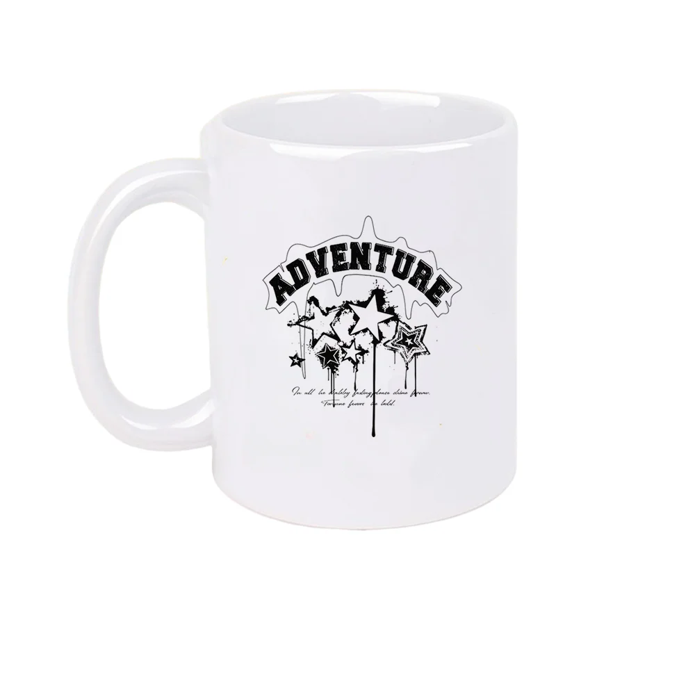 11oz Adventure Star Pattern Ceramic Coffee Mug Creative Dripping Design Tableware for Summer Outdoor Activities Camping Home Use