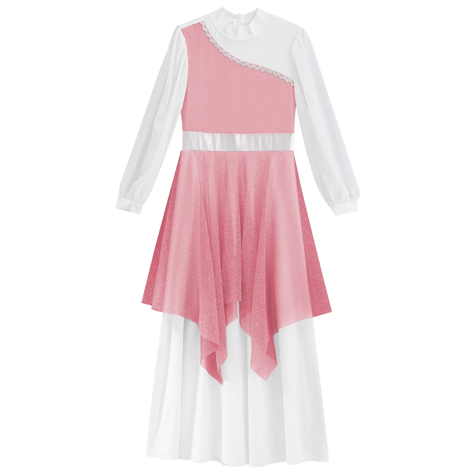 Vestido de baile de alabanza litúrgica para niñas, traje de actuación de danza de adoración lírico de Ballet Irregular de manga larga, Ropa de baile