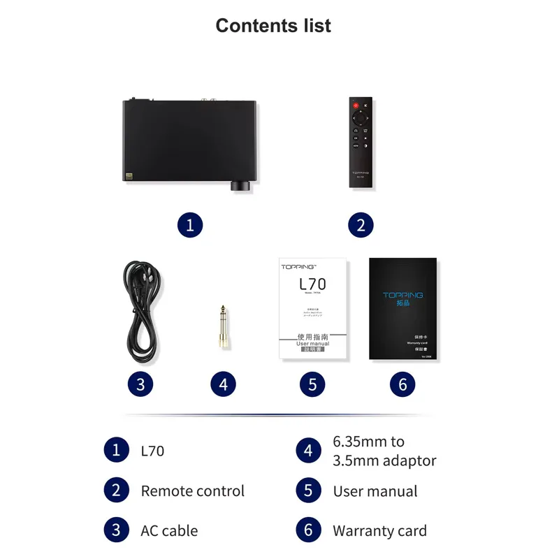 TOPPING L70 Hi-Res Full Balanced NFCA Headphone Amplifier 4Pin XLR/4.4 Balanced/6.35mm SE Output Amp with Remote Control