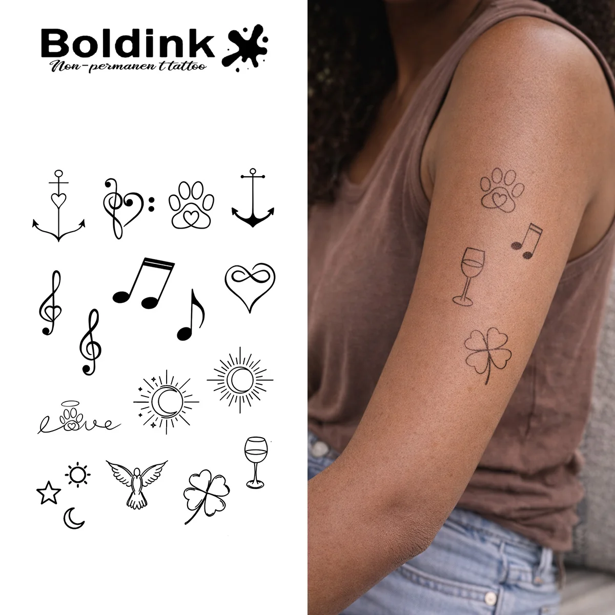 

BOLDINK Fresh Mix & Match Tattoo Sticker Unisex Stylish Easy Apply Waterproof Long Lasting 1-2 Week