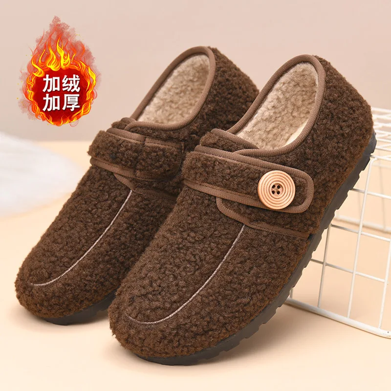 

Women Fur Cotton Shoes for Woman Outdoor Waterproof Down Men Cotton Slippers Winter Indoor Warm Non-slip House Fluffy Shoe 슬리퍼