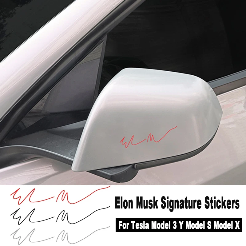 

Elon Musk Signature Stickers For Tesla Model 3 Y Model S Model X Cybertruck Car Stickers Emblems Creative Decoration Accessories