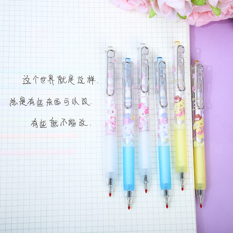 Stylo gel Sakura Festival Sanurgente Cartoon, Mymelody, Kuromi, Cinnamoroll, Pom Pom, Purin, Melon al, Signature Pen, 12 pièces par boîte