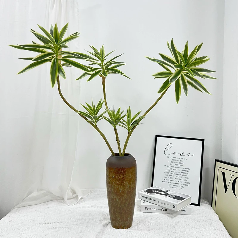 Nearly Natural 35in Artificial Dracaena Green Plant Fake Bamboo Tree Plastic Palm Leaf Monstera Plants For Home Shop Party Decor