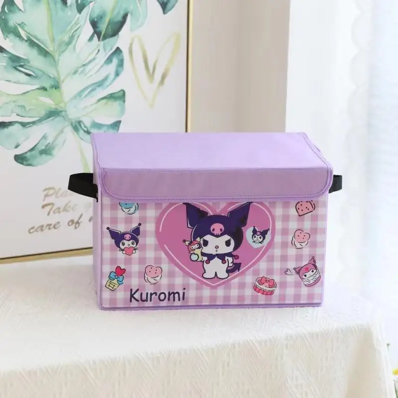 

Kuromi Cartoon Storage Box Sanrio Popular Hot Sell Kawaii Cute Dustproof Debris Box Bedroom Dormitory Portable Anime Box