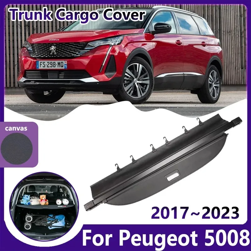 

Car Trunk Curtain for Peugeot 5008 P84 2017~2023 2022 2021 Dedicated Cargo Cover Security Luggage Rear Boot Tray Mat Accessories