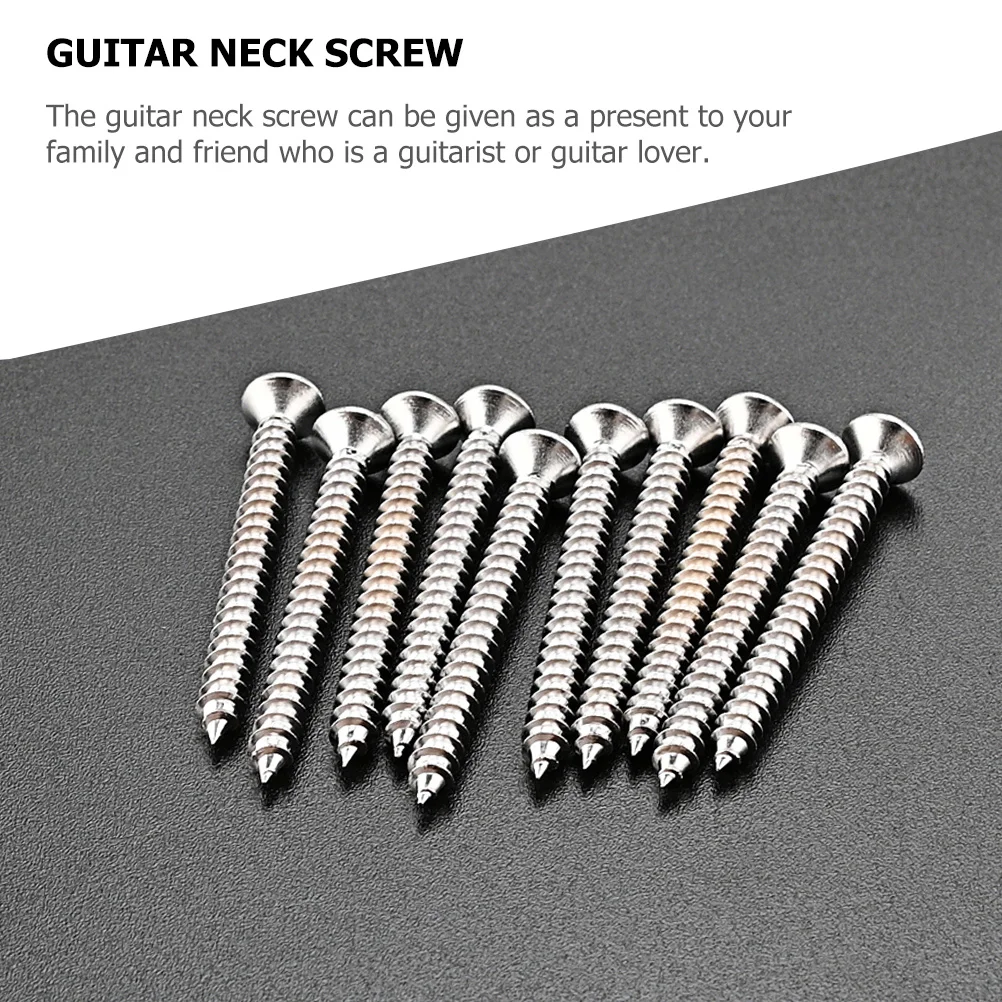 

10Pcs Guitar Neck Plate Screws Metal Neck Joint Mounting Screws Durable Replacement for Electric Guitar Bass Bass Part
