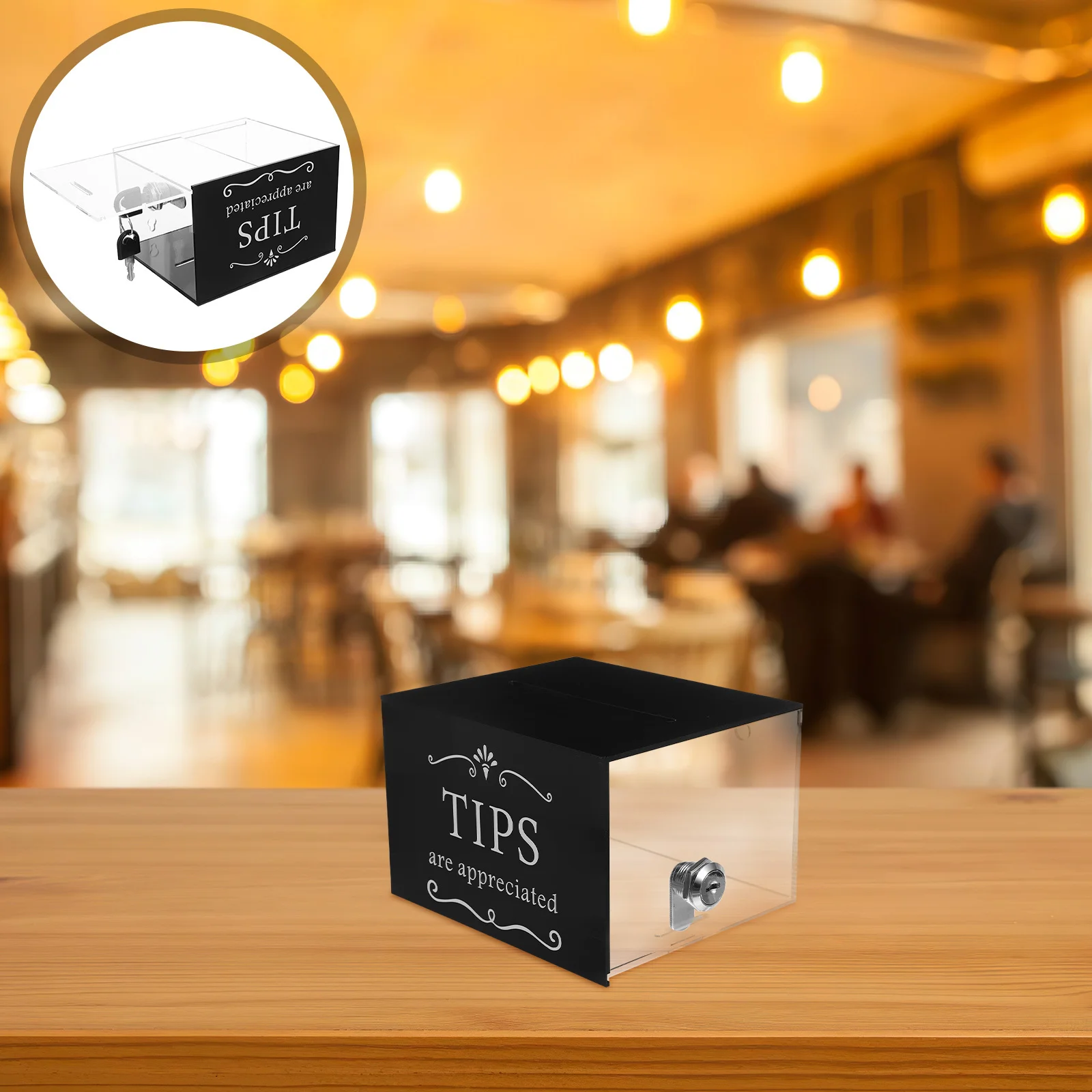 

Tip Jar with Lock Slot Clear Acrylic Construction Ensures Safety and Cleanliness Versatile for Tips Savings Donations in