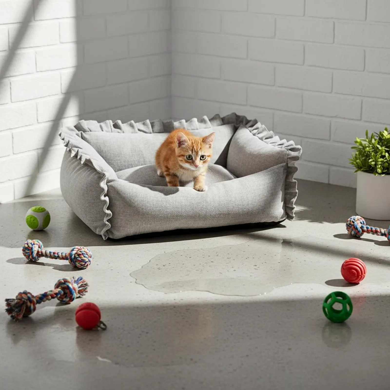 

Washable Dog Couch Bed Waterproof Removable Cover Pet Bed Soft Pet Sofa Faux Rabbit Plush Small Dog Couch fluffyLike Comfort