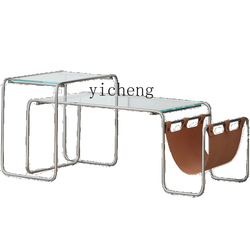 Zc Glass Coffee Table Living Room Home Modern Minimalist Multifunctional Storage Combo