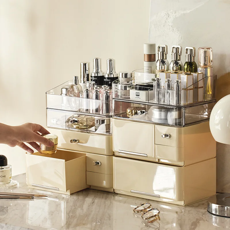 

Large Drawer Cosmetic Combination Storage Box Clear Acrylic Box with Perfume Cosmetic Display Capacity Lid Cosmet Storage Box