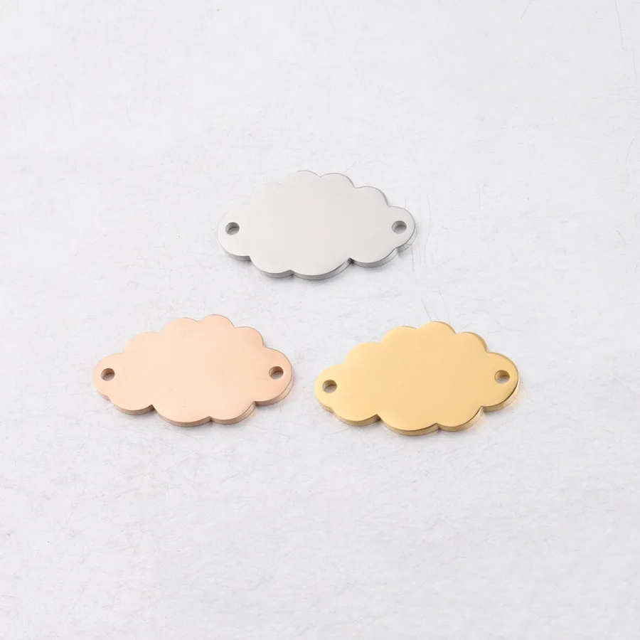 5Pcs/Lot 15*25mm Cloud Charm Stainless Steel Mirror Polished  For Necklace DIY Women Handmade Jewelry Making