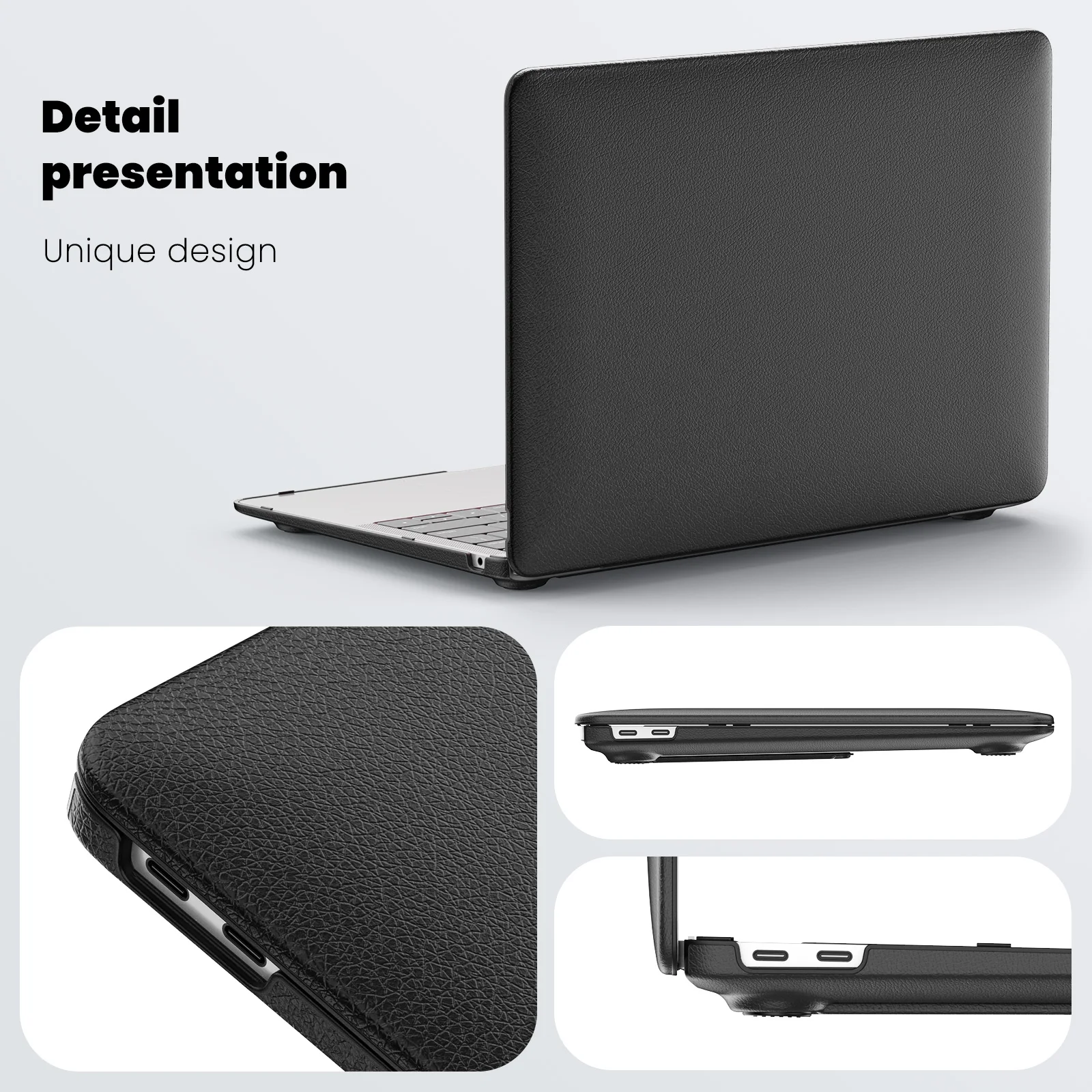 Capa para laptop para macbook air 13, capa m1 m3 macbook pro 14, m4 pro 16, funda para laptop air 15 m2, acessórios de suporte pu