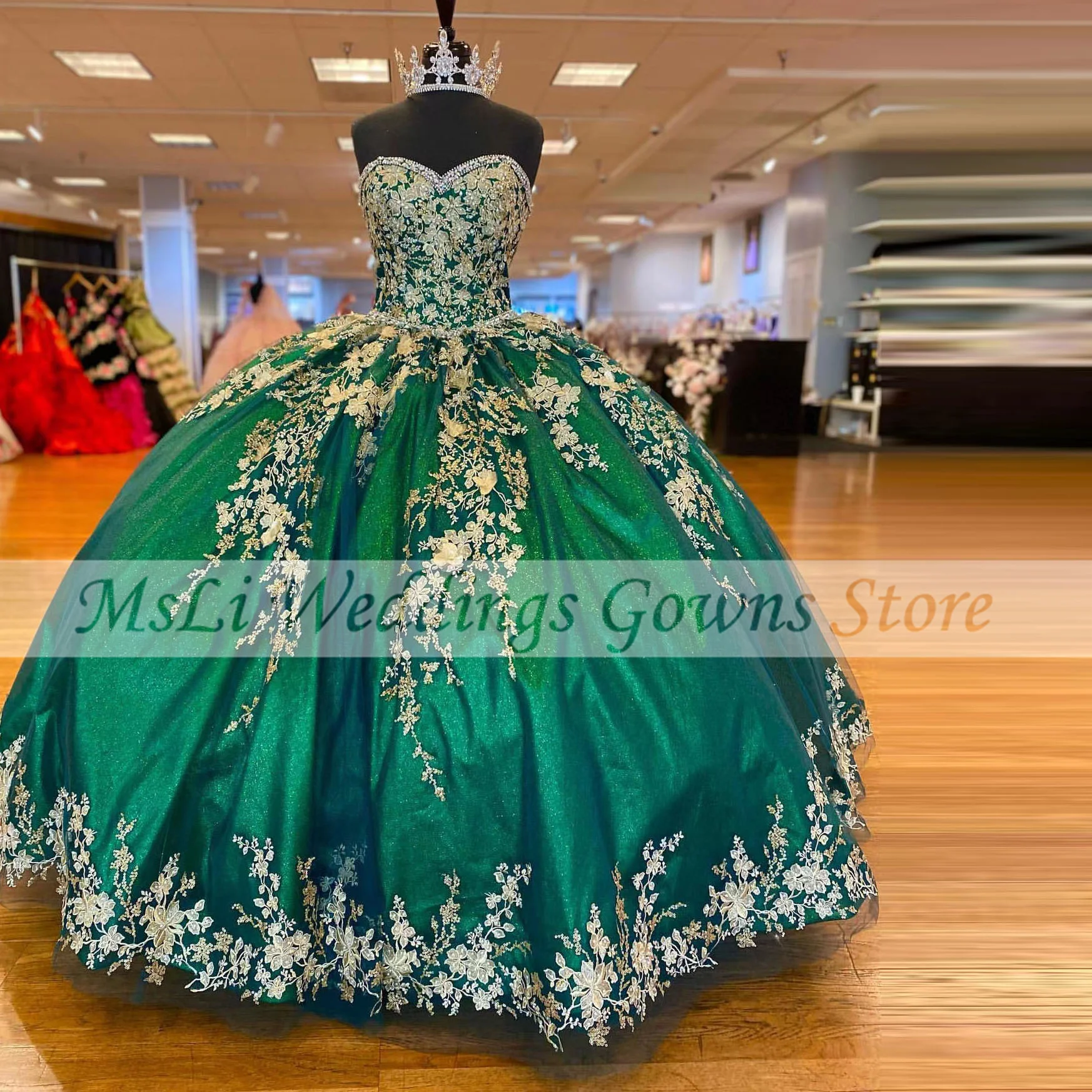 

Изумрудно-зеленое бальное платье, бальное платье с аппликацией и бусинами, хрустальное платье XV лет, 15 дней рождения, вечернее платье для выпускного вечера