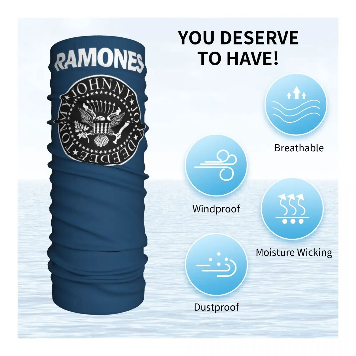 De Ramone Merch Bandana Neck Gaiter Gedrukt Wrap Masker Sjaal Warm FaceMask Running Unisex Volwassen Wasbaar