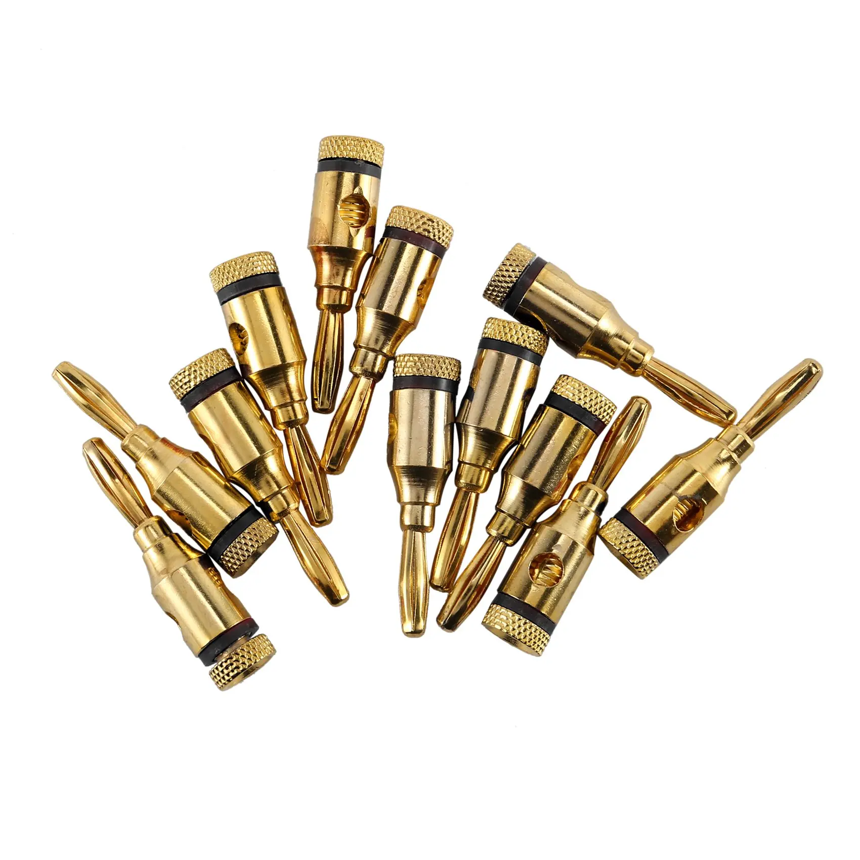 Banana Plugs Open Screw 24K Gold Plated Plugs Audio Jack Connector for Speaker Stereo Cable, 24-Pack (12 Red, 12 Black)