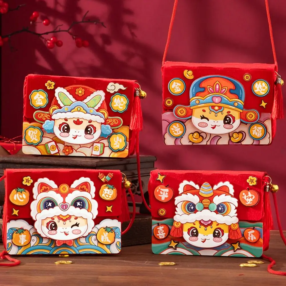 Sac à main en tissu Non tissé, bricolage avec corde, motif serpent, nouvel an, sac de bricolage, dessin animé, Style chinois, paquet de matériel de maternelle