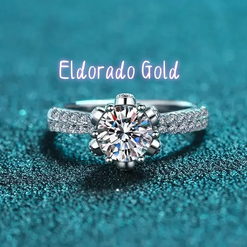 

Eldorado Gold New Moissanite Rings 5ct White Gold plated Sterling Silver D VVS1 Lab Diamond with GRA Certificate Wedding Ring f