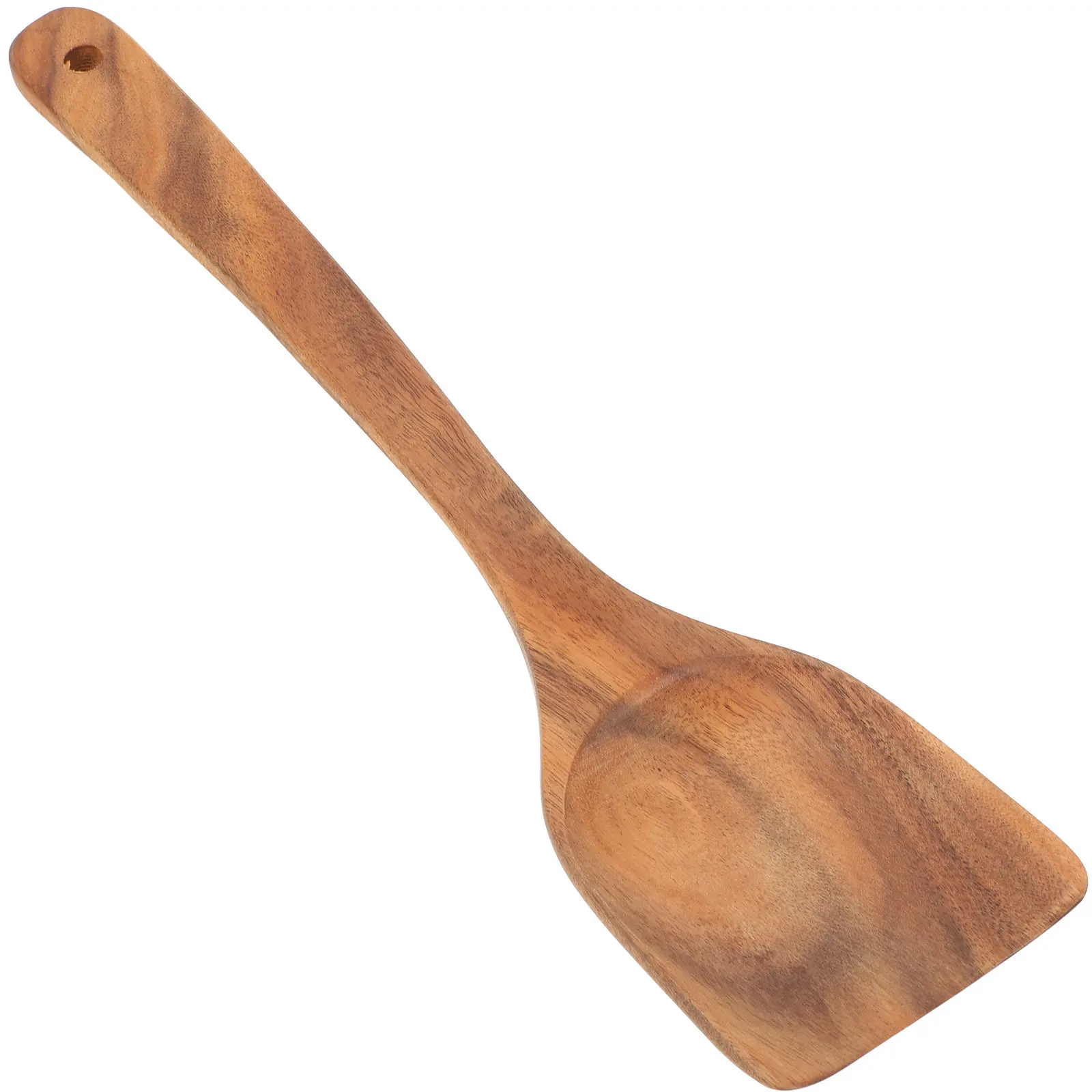 

Premium Wooden Cooking Spatula Long Handle Non-Scratch Smooth Edge Hanging Hole Design for Flipping Burgers Grilled Cheese Tacos