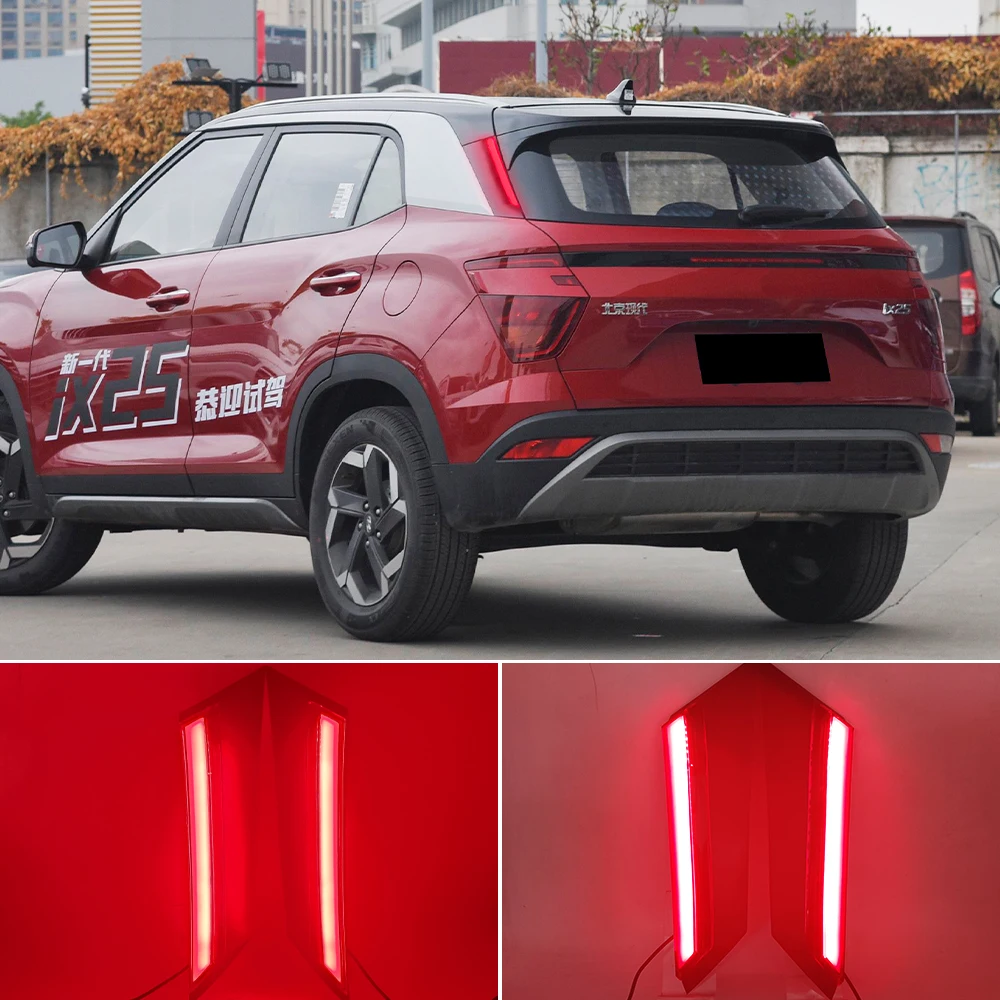 

Car Flashing 1 Pair LED Reflector For Hyundai IX25 Creta 2020 2021 Rear Trunk Lamp Braking lights Driving Lights rear fog lamp