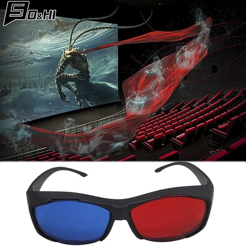 1Pcs Red Blue 3D Glasses Black Frame For Dimensional Anaglyph TV Movie DVD Game