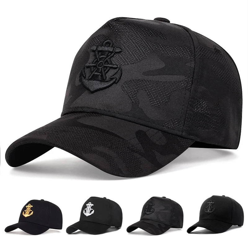 Unisex-Baseballmützen mit Schiffsanker-Stickerei, verstellbare Freizeithüte, Sonnenschutzhut für Frühling und Herbst im Freien – Detail 1