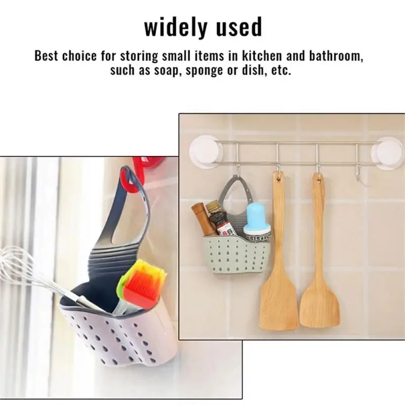 Kitchen Sink Holder Hanging Drain Basket Adjustable Soap Sponge Shelf Organizer Bathroom Faucet Holder Rack Kitchen Accessories