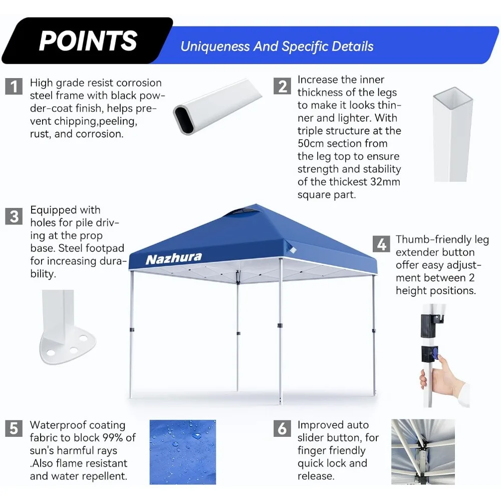 خيمة بمظلة منبثقة مقاس 10 × 10 قائمة بذاتها مع كيس رمل للملاجئ الخارجية، إعداد سهل للنزهات والتخييم #5