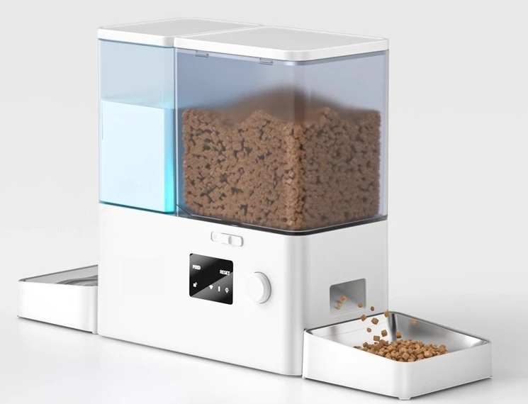 Automatic Feeder for Cats and Dogs, Smart Pet Food and Water Dispenser, Two-in-One, Timed and Quantitative