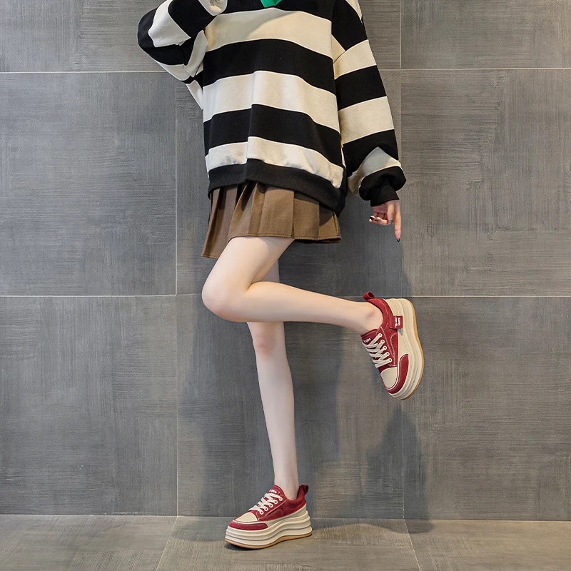 

Women Leopard Print Platform Sneakers Casual Thick Sole Wedge Shoes With Lace Up Design For Streetwear And Daily Wear Fashion