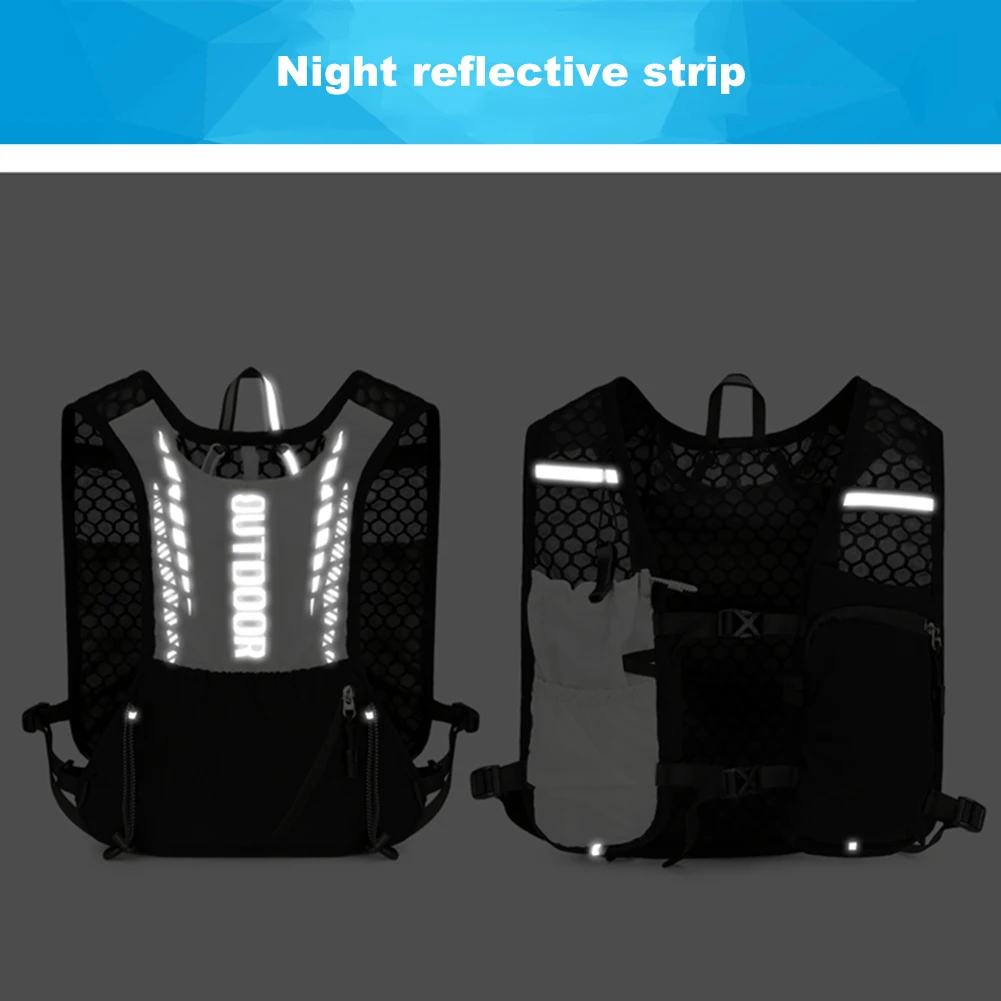 Reflective Hydration Running Vest Lightweight Outdoors Trail Running Backpack for Marathon Riding Bicycle Water Bottle Bag