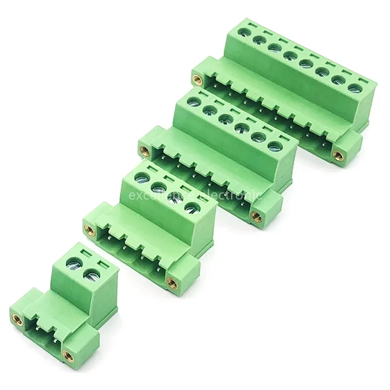 2 Sets 2EDG 5.08mm Pitch Pluggable Terminal Block with Flange, Welding-free Butt-in Connector, 2P-12P Male & Female Socket Set