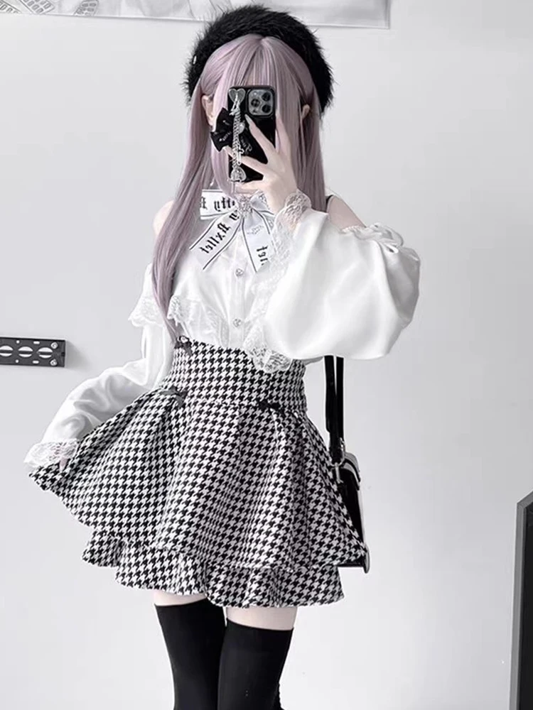 

Комплект из двух предметов с кружевной отделкой и длинной юбкой Sve irt с кружевной отделкой для девочек, модный комплект из полиэстера в стиле ретро...