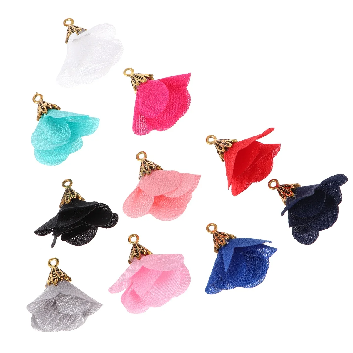 

100pcs Metal Hat Head Pendant DIY Tassel Crafting Supplies Delicate Flower Charms Ornament for Jewelry Keychain Phone Case