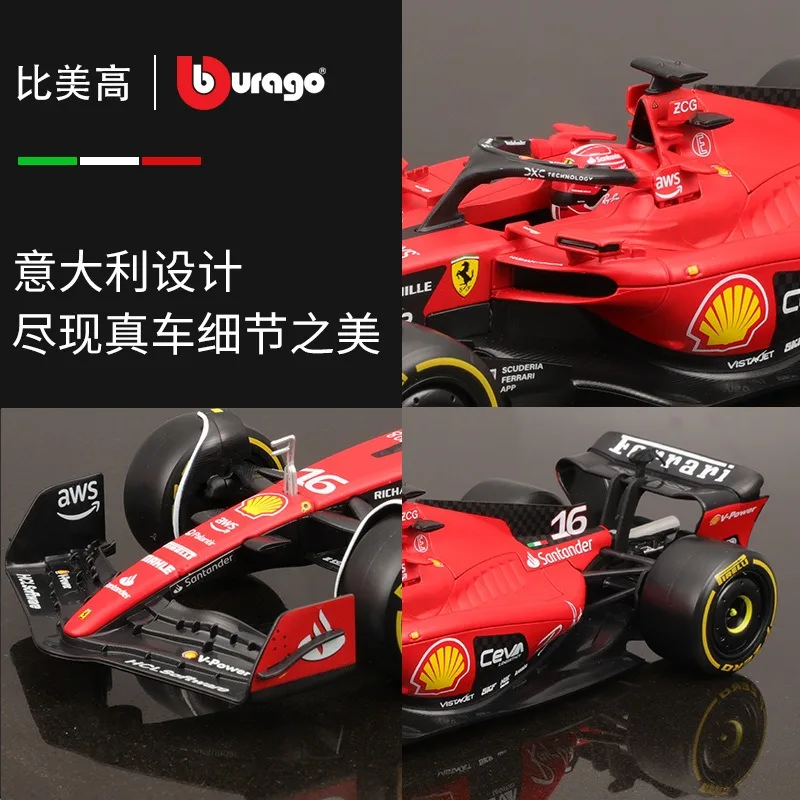 Bburago 1:24 Ferrari 2023 SF23 F1-75 F1 Raing Charles Leclerc formuła statycznego modelu stopu odlewu samochodu