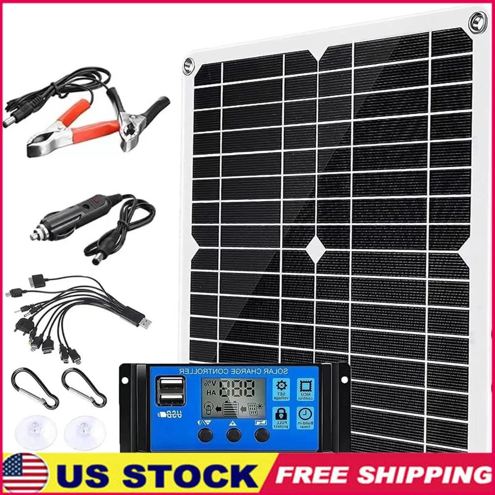 

200W Solar Panel Kit 12V with Dual USB Outputs 100A Charge Controller Efficient Solar Energy System Boat Motorcycle Home