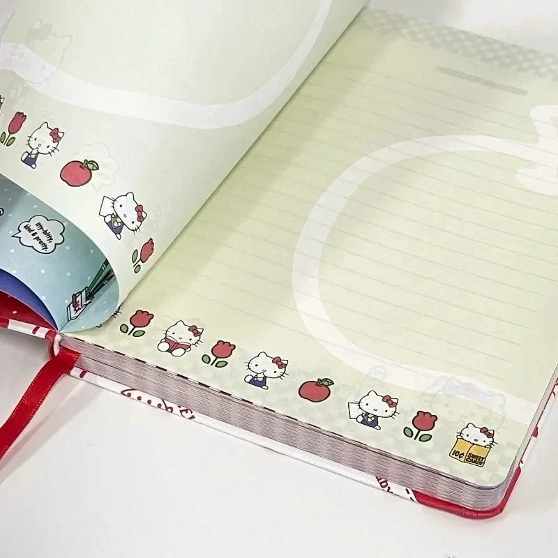 Sanrio Hello Kitty Notebook Cute Cartoon Journal Coloring Page Hard Shell Girly Heart Notebook Office Supplies Stationery