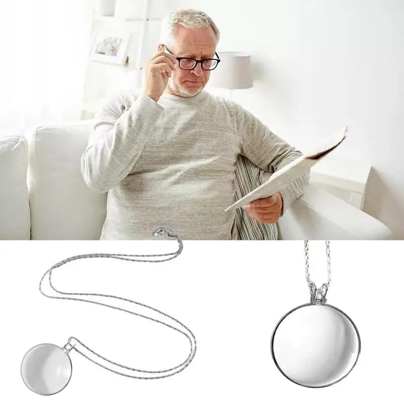 Magnifier Necklace 5X Magnifier Magnifying Glass Optical Magnifying Reader Fashion Pocket Magnifier For Reading Jewelry