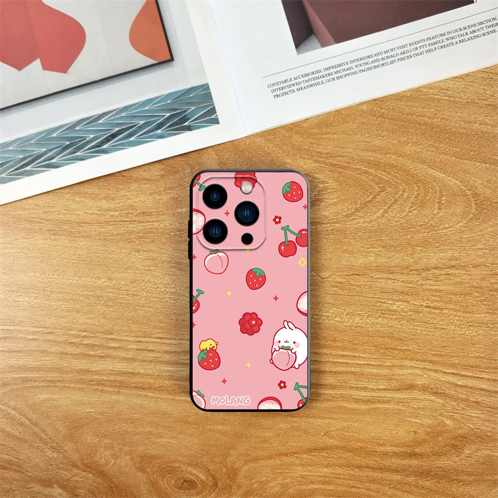 Cute M-Molangs Phone Case For Samsung S23 S22 ULTRA A22 A23 A32 A34 A52 A53 A54 A71 A72 A73 Black Soft Silicone Cover image 2