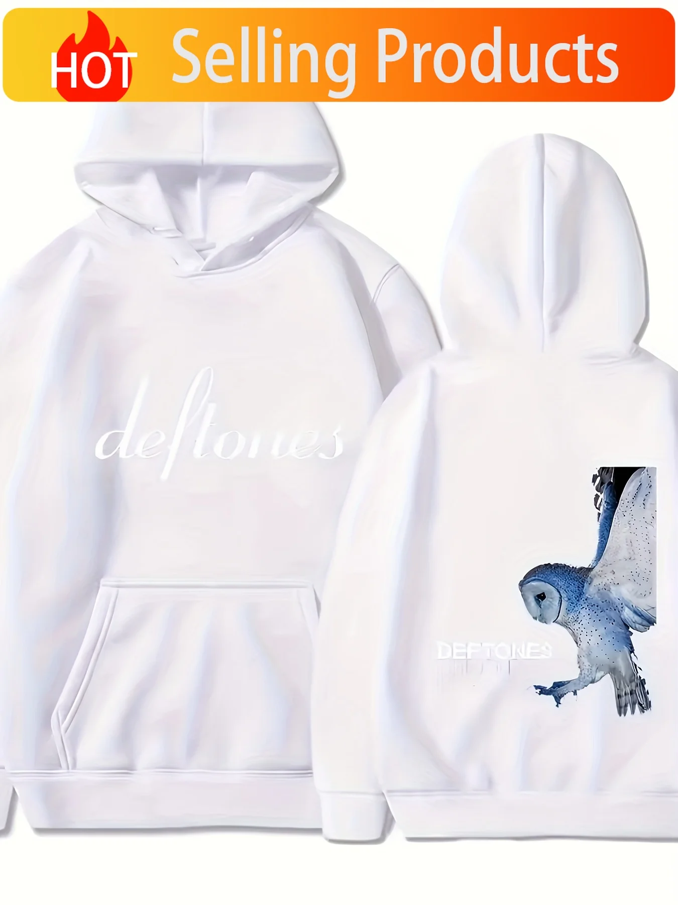 Women'S White Graphic Hoodie - Casual Long Sleeve Pullover with Drawstring, Fall/Winter Style, Polyester Fabric, Casual Wear Hoo