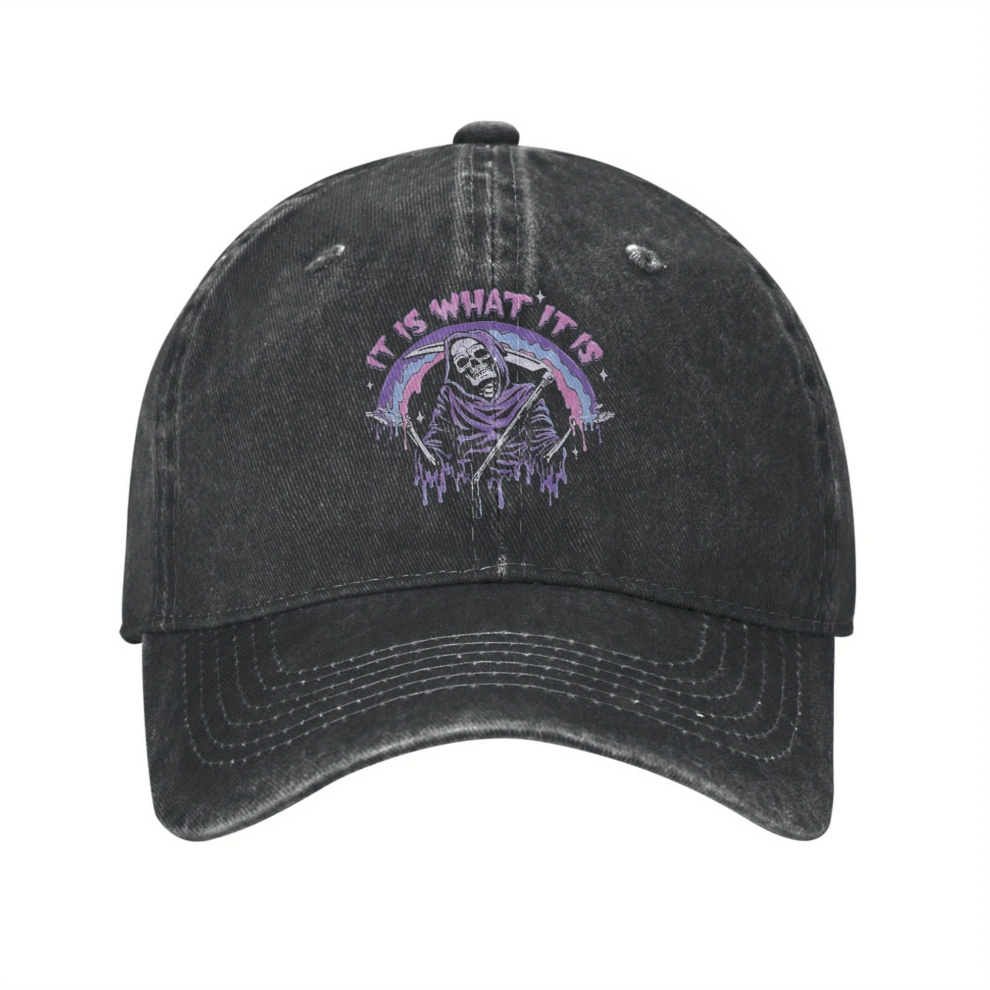 Death It Is What It Is Pastel Goth Grim Reaper Drip Baseball Cap Streetwear Women Men Trucker Hat Sunshade Hunting Camping Snapb