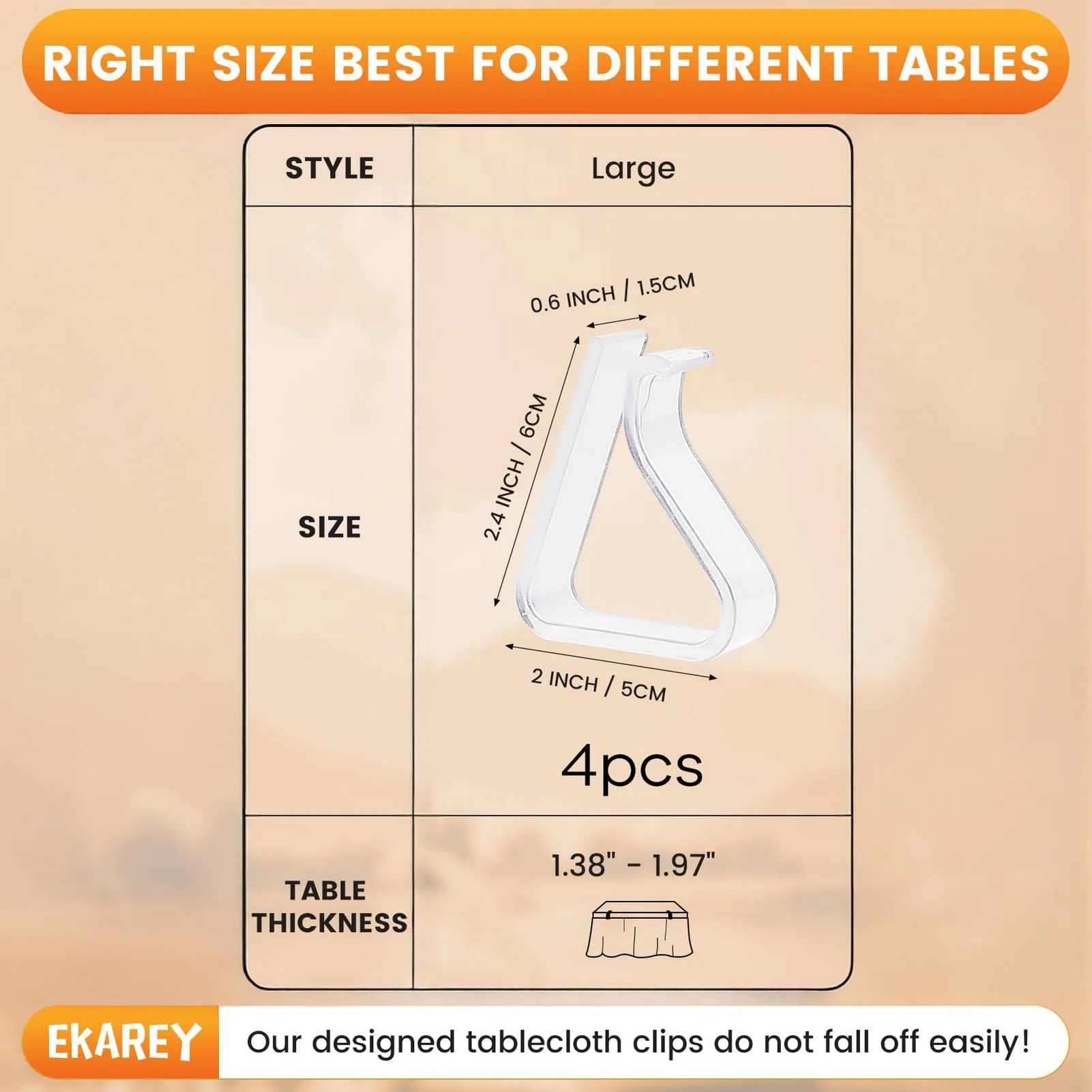 مشابك بلاستيكية شفافة لمفرش المائدة غير قابلة للانزلاق ومضادة للرياح لحدث عيد الميلاد والتخييم والنزهات #5