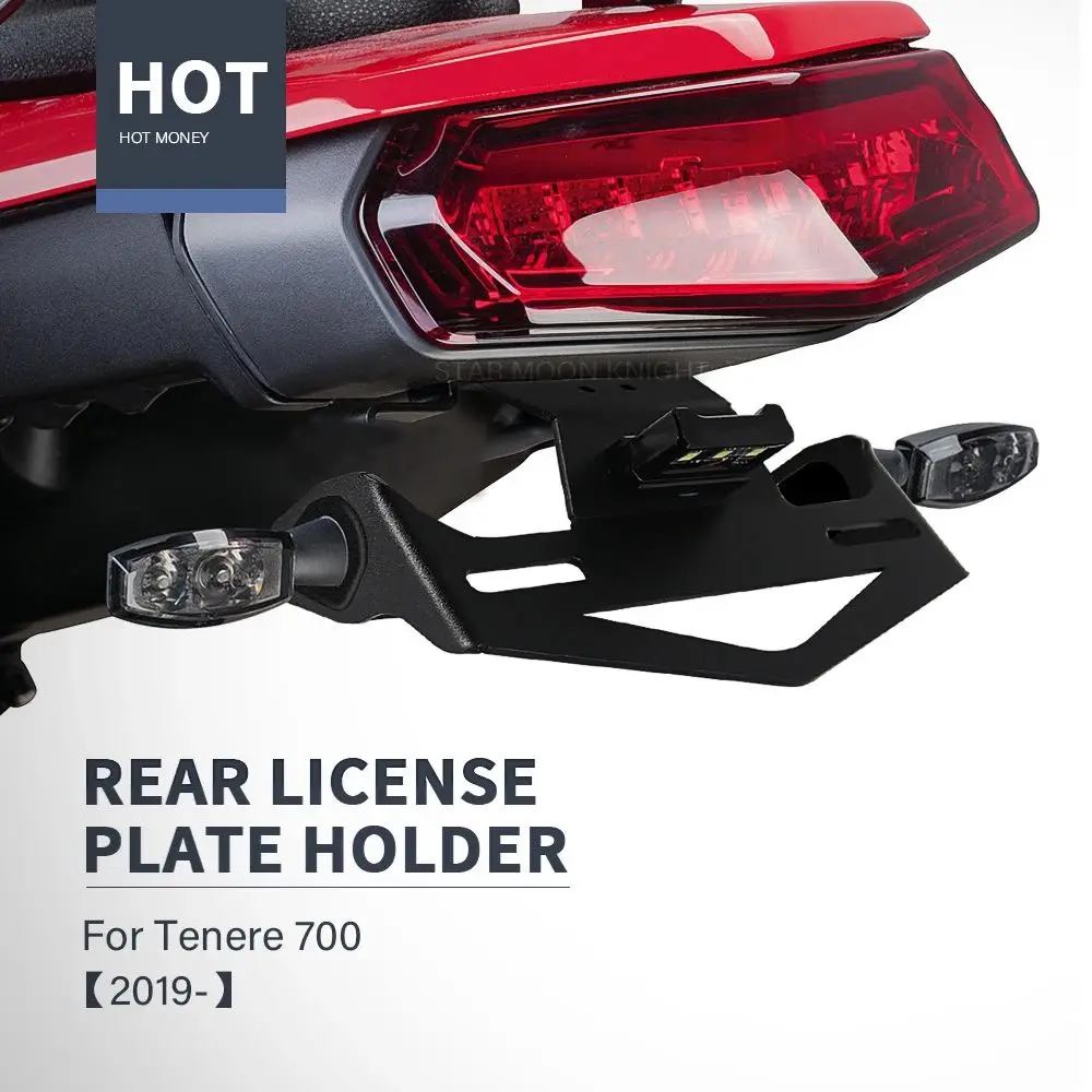 

For Yamaha Tenere 700 XT700Z Tenere700 2019- Motorcycle Rear License Plate Holder Bracket with Light Tail Tidy Fender Eliminator