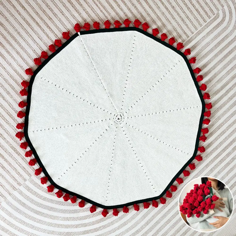 

Hand-crocheted Blanket Lightweight Camping Blanket Handmade Crochet Rose Bouquet Blanket Floral Throw for Home Decor Couch