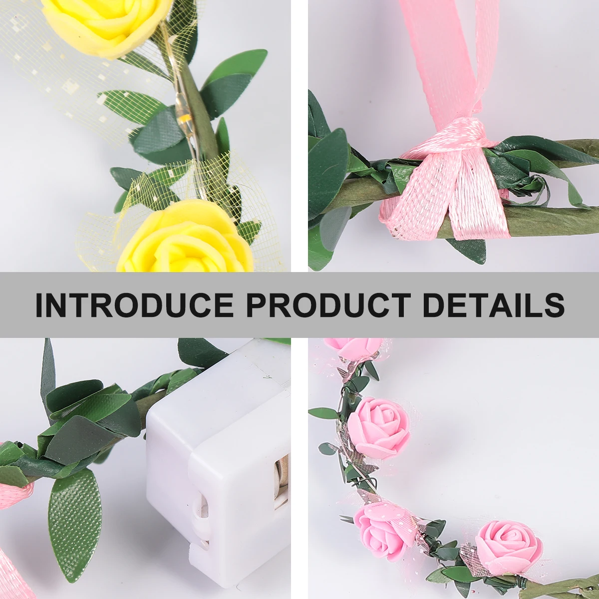 

6Pcs LED Flower Wreath Headband Luminous Floral Crown Glowing Hair Wreath for Girls Wedding Festival LED Flower Headband