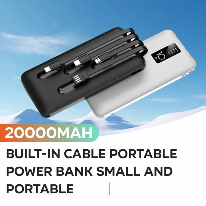 

Built-in Cable Portable Power Bank Small and Portable 20000mAh Fast Charging Large Capacity Power Bank