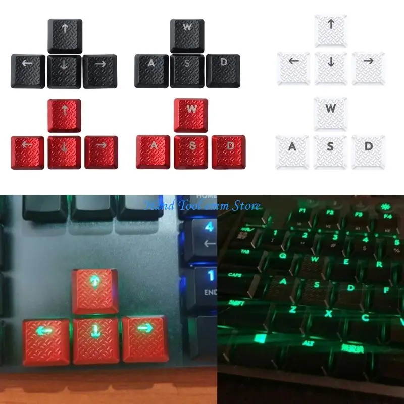 

H37F 4Pcs Gaming Carbon Fiber Keycap Low Profile Nonslip Texture Cover Cap for G915/G813/G815/G913 TKL Keyboard