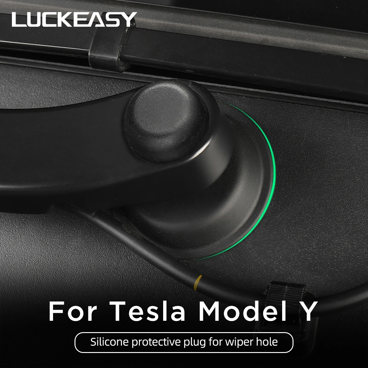 LUCKEASY For Tesla ModelY 2021-2024 Auto Accessories Wiper Hole Protector Plugs Kit Car Waterproof Block Off Plug Cap 2Pcs